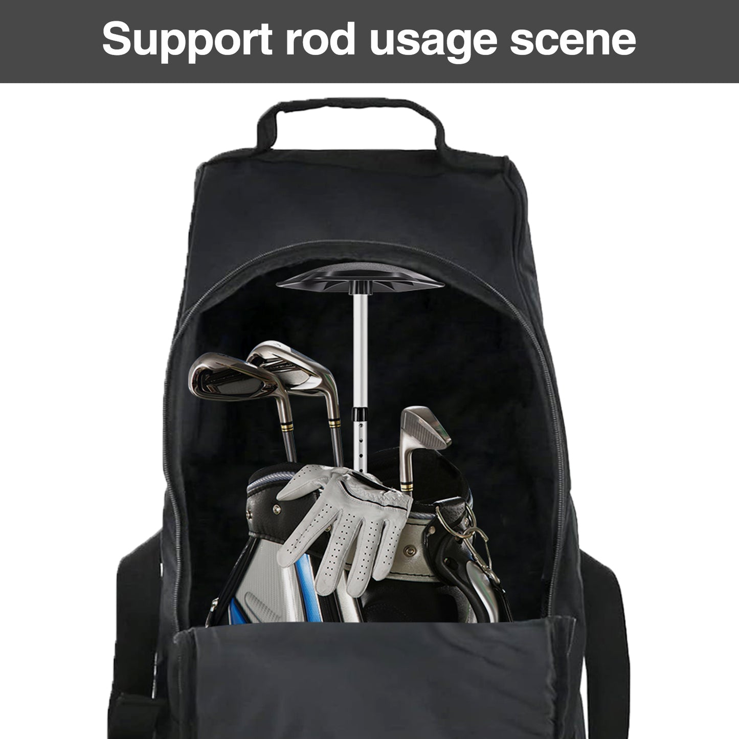JANUS Golf Travel Bag Support Rod,golf stiff arm,travel golf bag support rod,golf club protector for travel bag,stiff arm golf club protector,club glove stiff arm,golf travel bag support pole
